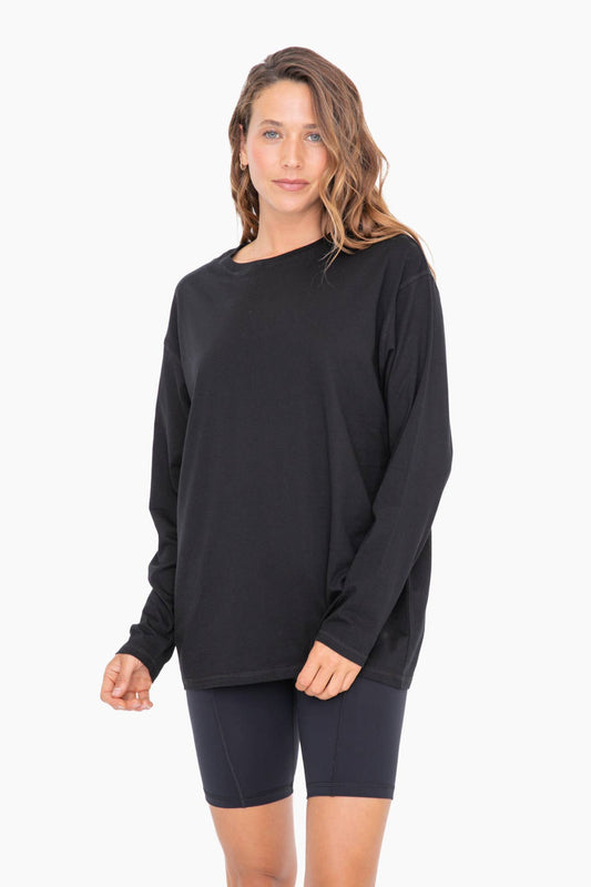 Mono B - Organic Cotton Long Sleeve Boyfriend Tee - Black