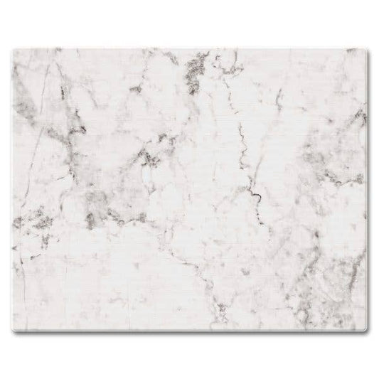 CounterArt and Highland Home - White Marble Design 15" x 12" Tempered Glass Cutting Board