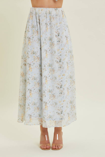 Baevely by Wellmade USA - Maxi Chiffon Skirt - Powder Blue