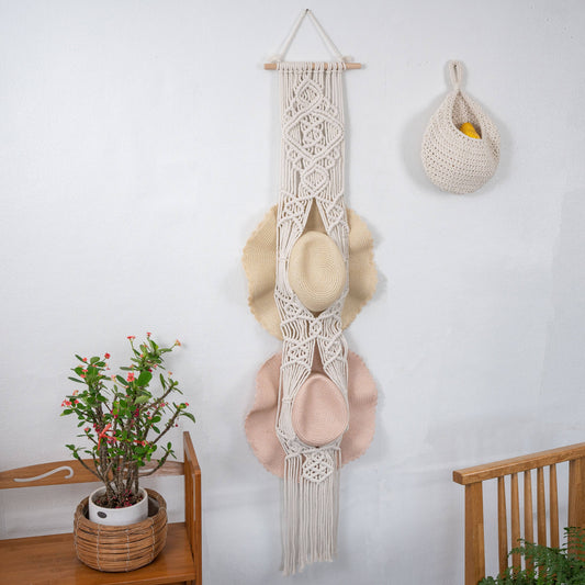 Sparkle Being - Handmade Macrame Wall Mounted Wide Brim Hat Hanger Display