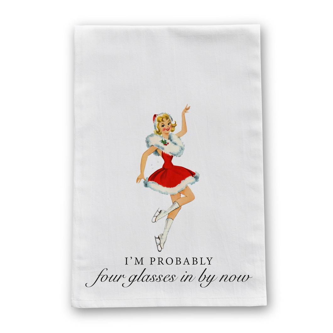Barrel Down South - I'm Probably Four Glasses In Now Funny Christmas Tea Towel