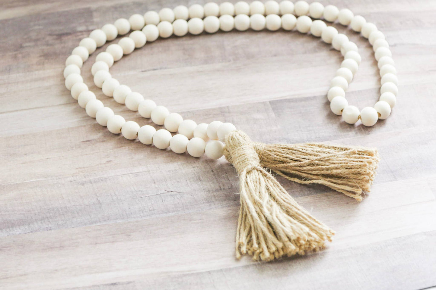 Ivy and Sage Market -White Bead Garland with Tassels
