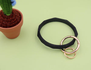 Sparkle Being - Silicone Bangle Wristlet Minimalist Keychain Bracelet: Black
