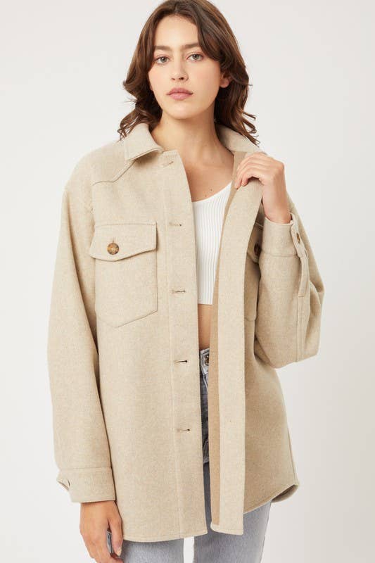 Vanilla Monkey - Fleece Oversized Jacket - Oatmeal