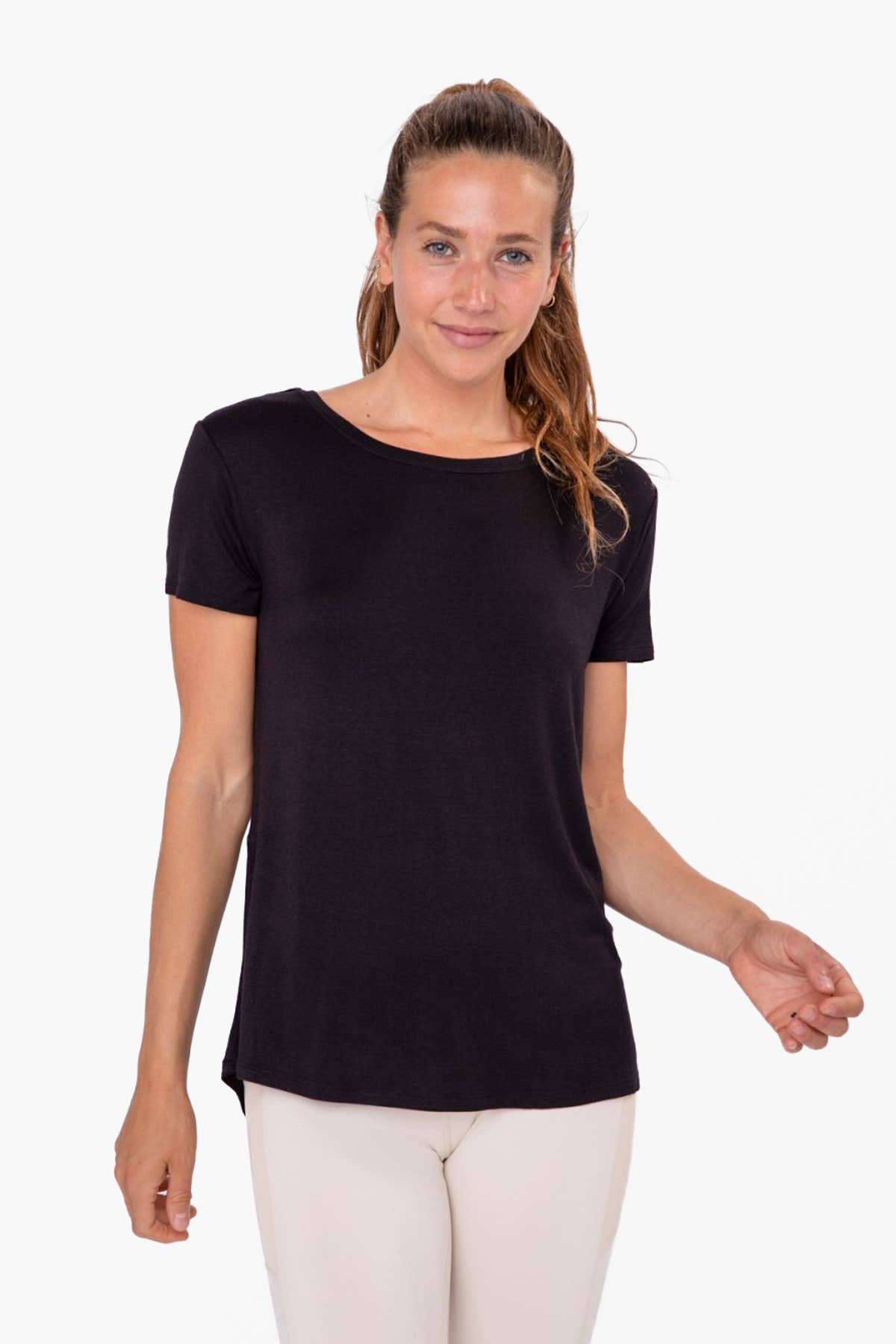 Mono B - Short Sleeve High-Low Top - Black