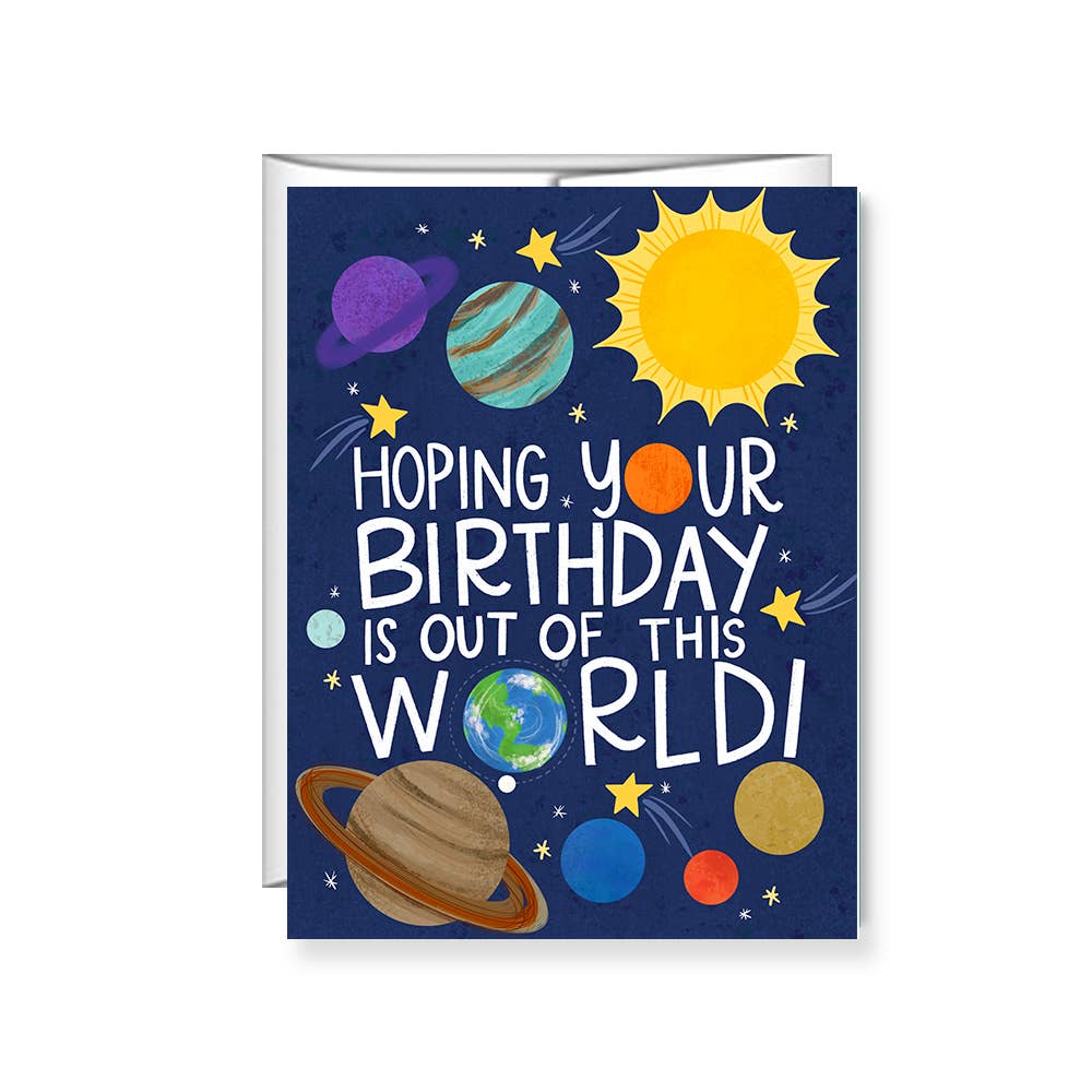 Pen & Paint - Out of this World, Kids Birthday Card, Space, Planets