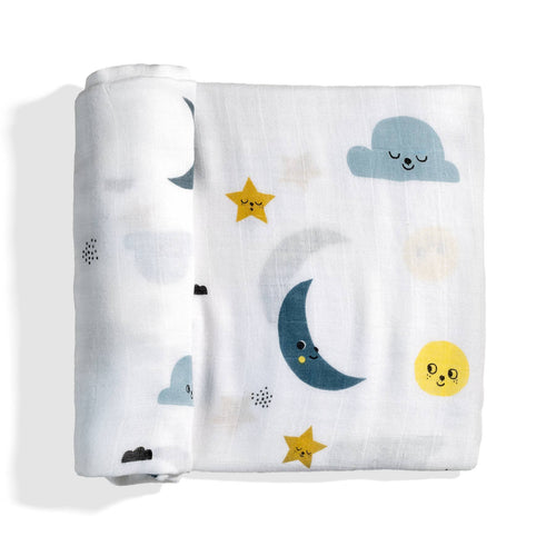Rookie Humans - Bamboo Baby Swaddle - Moon & Stars Print