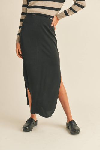 Miou Muse - Satin Side Slit Skirt