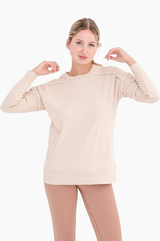 Mono B - Contrast Stitch Top with Raglan Sleeves