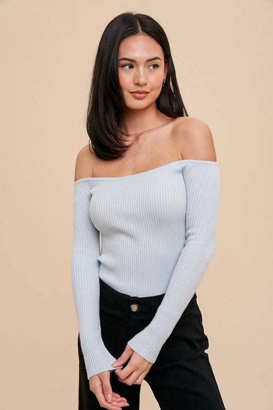 In Loom - Ribbed Off the Shoulder Knit Top