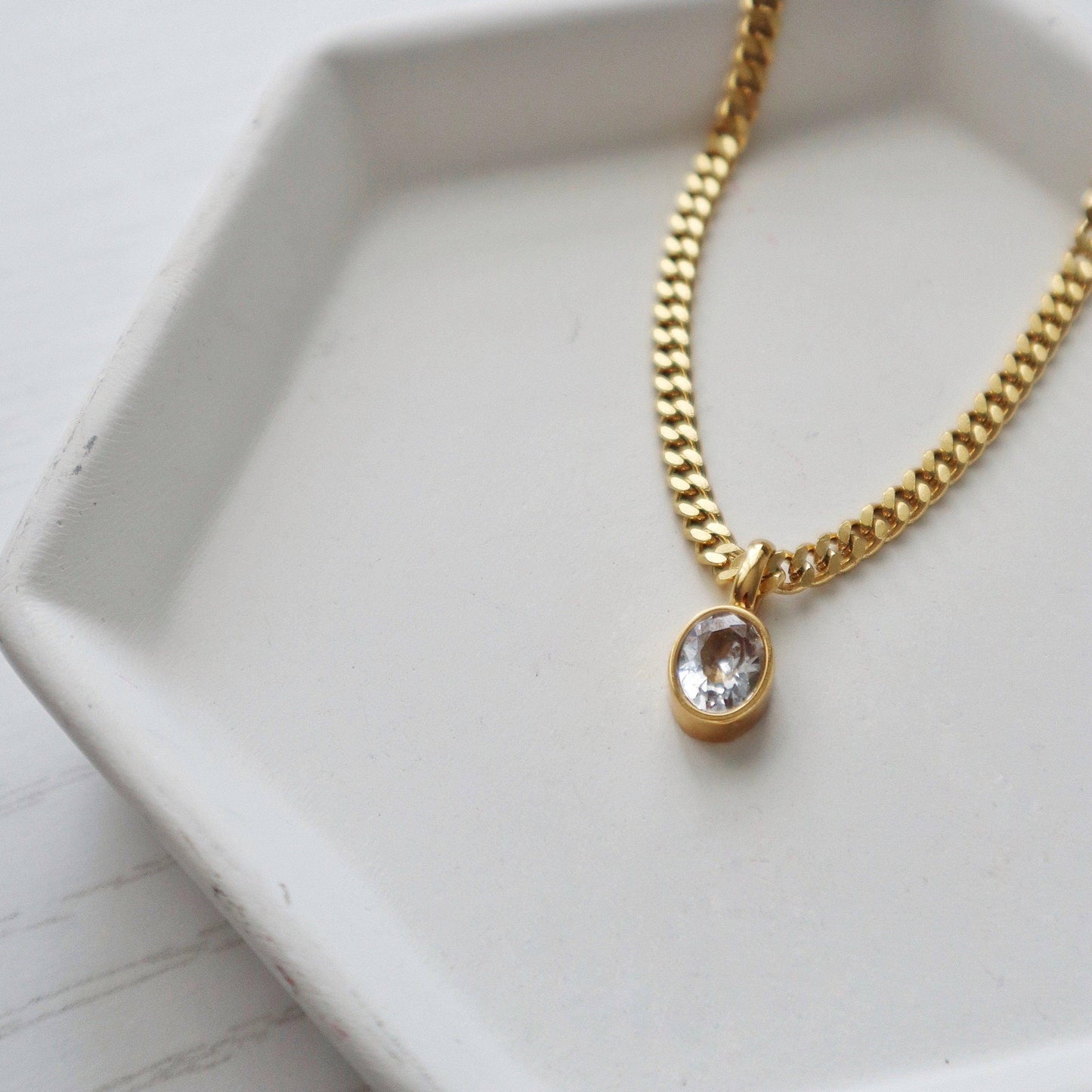 JESSA Jewelry - Oval CZ Chain Necklace