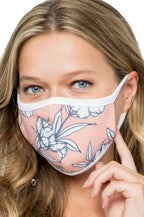 Peach & Blue Floral Mask
