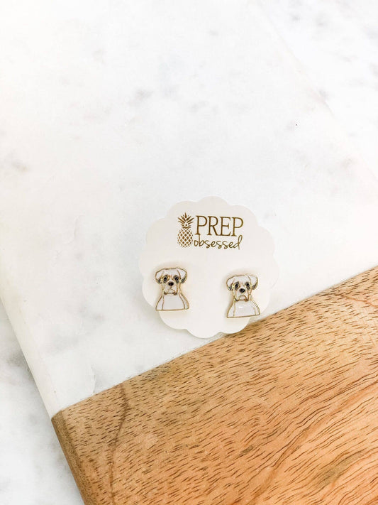 Prep Obsessed Wholesale - Boxer Pet Enamel Stud Earrings