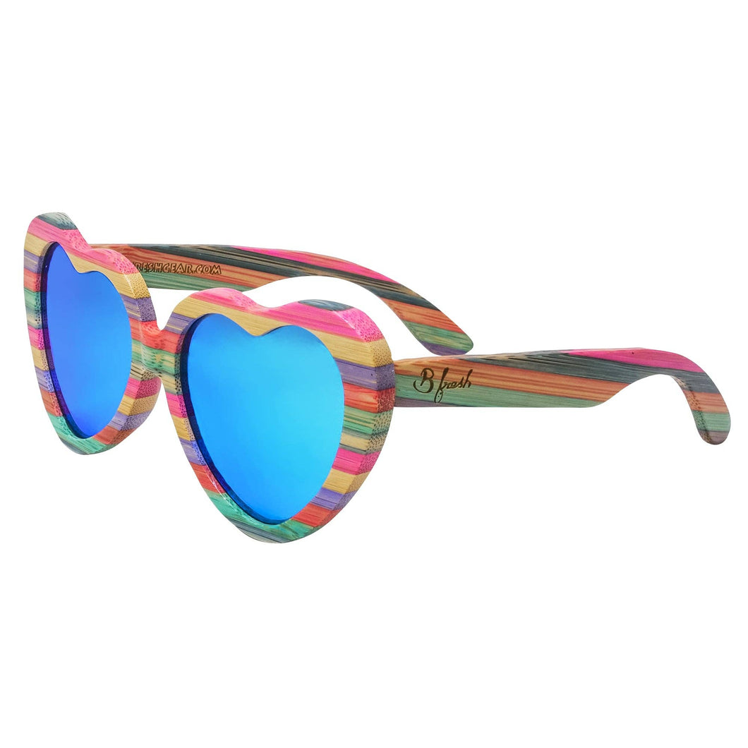 B Fresh Gear - Heart Shapes - Rainbow Heart Sunglasses All Wood