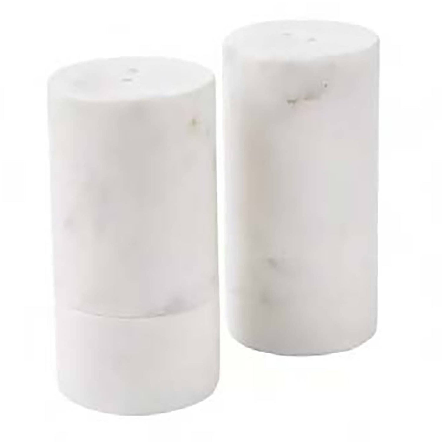 CounterArt and Highland Home - Natural White Marble Salt & Pepper Shaker Set