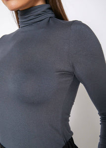 Robink - Ro & De Turtle Neck Fitted Top In Charcoal