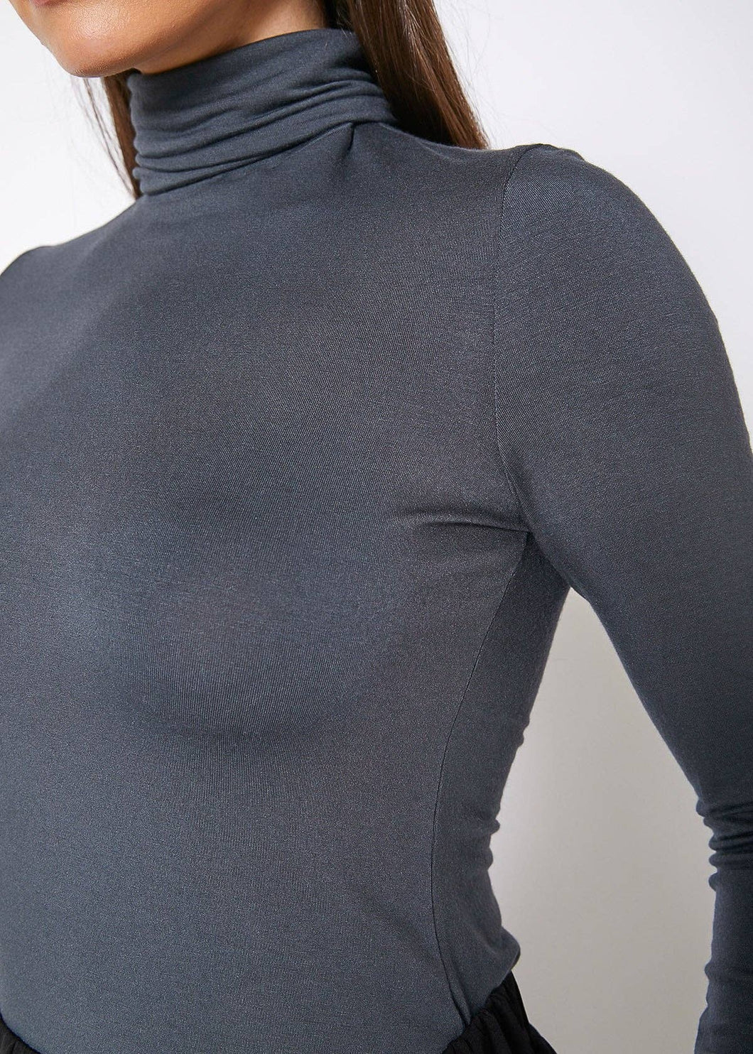 Robink - Ro & De Turtle Neck Fitted Top In Charcoal