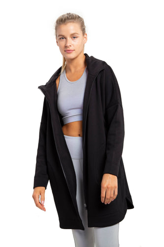 Mono B - Longline Zip-Up Jacket with Hood
