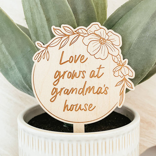 Knotty Design Co. - Love Grows At Grandma's House Plant Stake