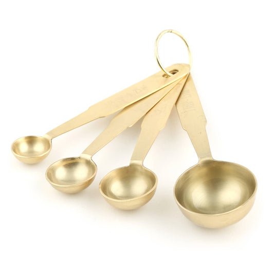 CounterArt and Highland Home - Set of 4 Brushed Gold Finish Measuring Spoons