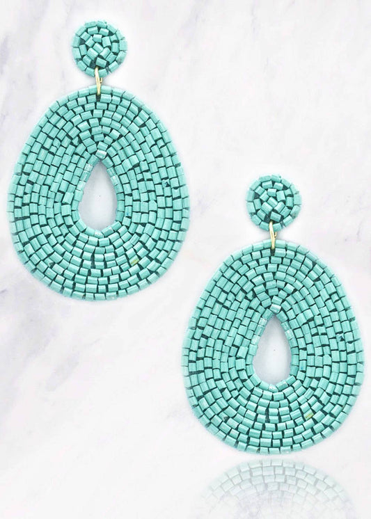 Suzie Q USA - Bead Flat Doughnut Shape Earrings