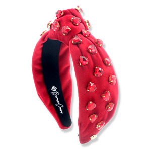 Brianna Cannon - Red Velvet Headband with Red Crystal Hearts