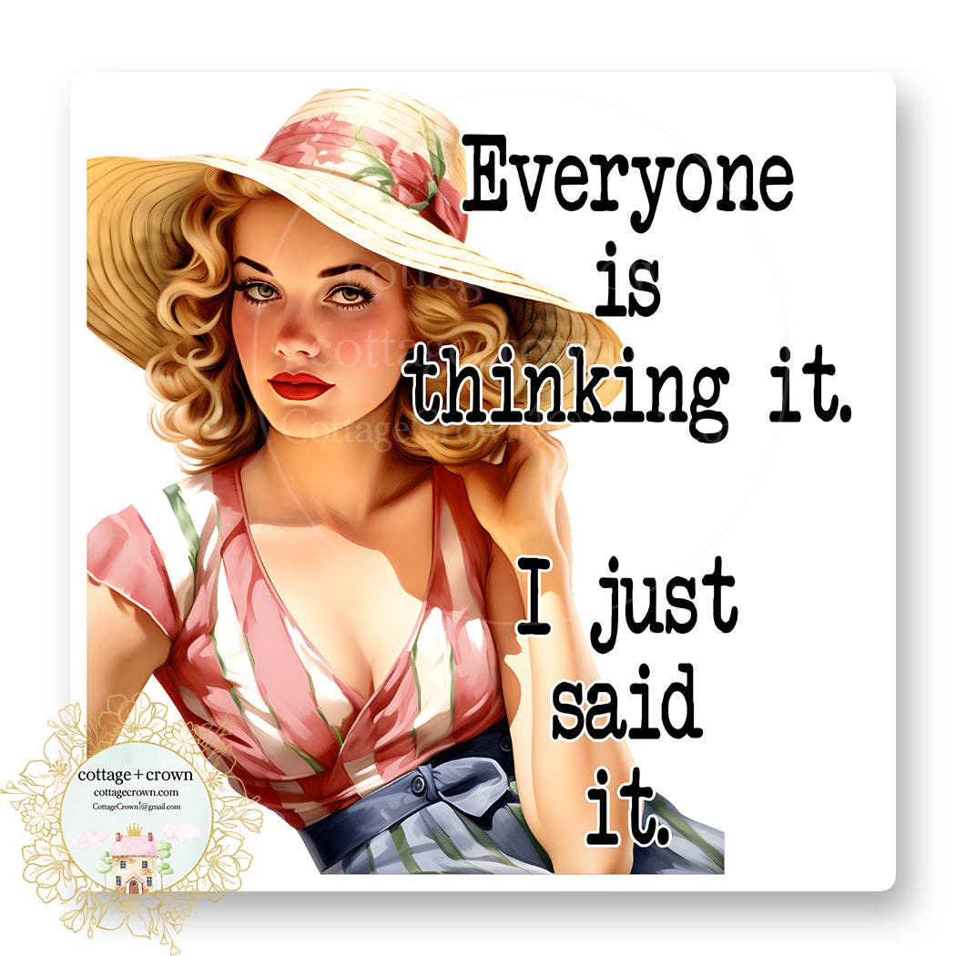 Everyone Is Thinking It I Just Said It Vinyl Decal Sticker Funny Retro Housewife