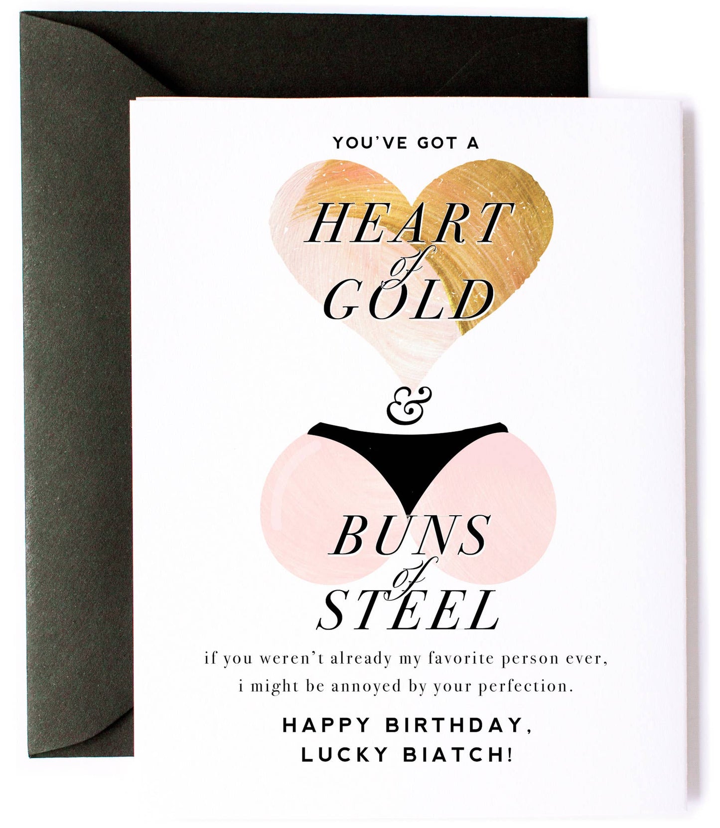 Kitty Meow Boutique - "Heart of Gold & Buns of Steel" - Funny, Birthday Card
