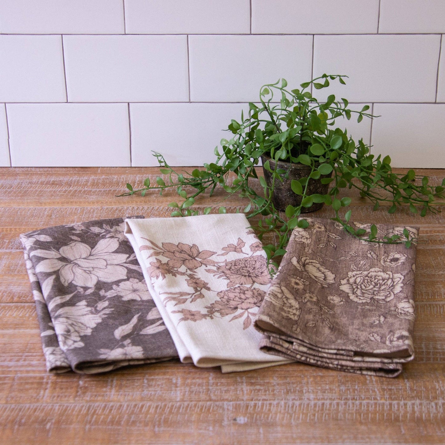 Audrey's - Tea Towels - Sepia Florals (PK/3 AST)