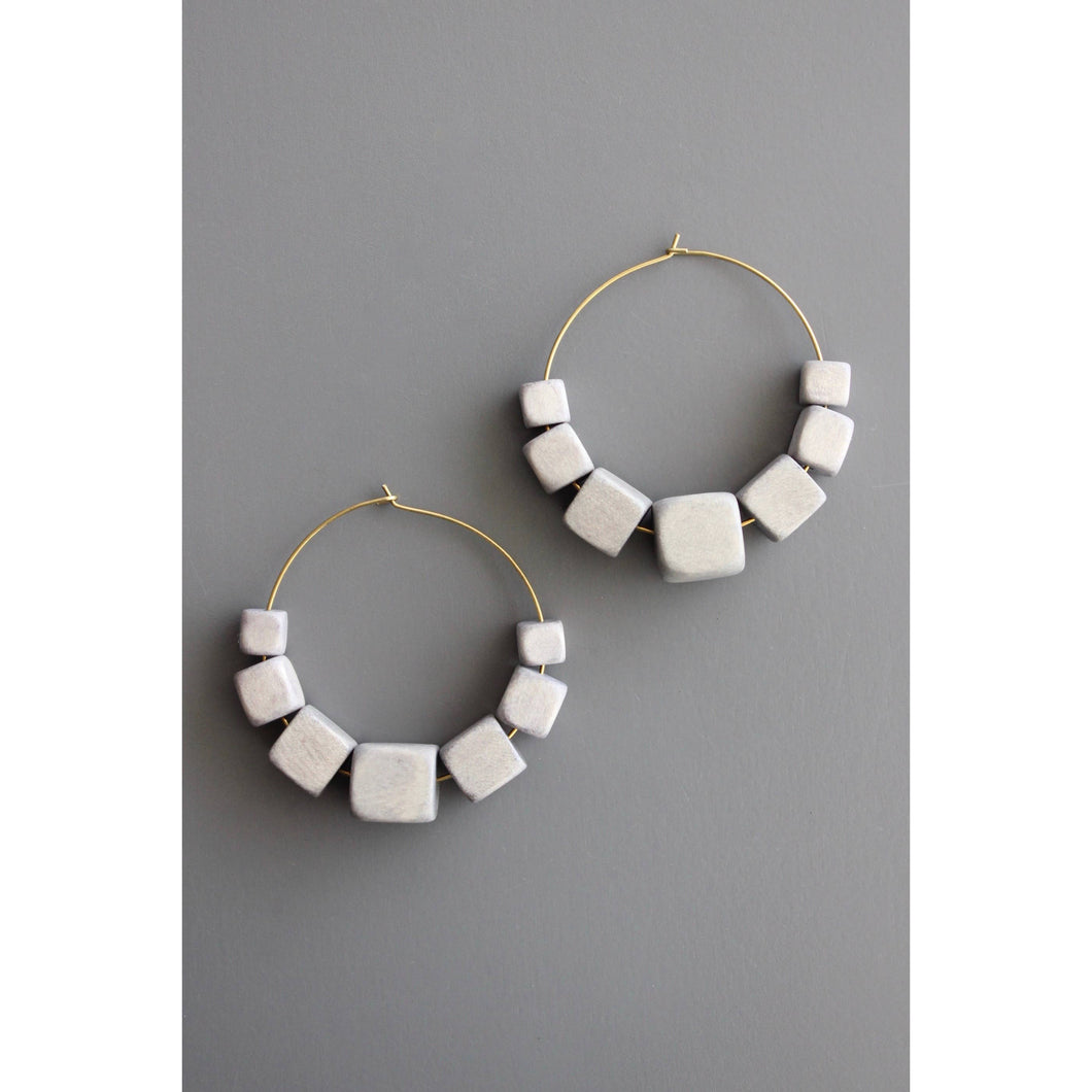 David Aubrey Jewelry - BKNE33 Gray wood hoop earrings