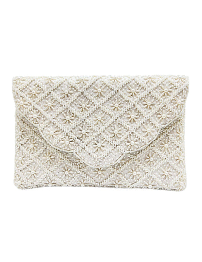 Ole - Scalloped Pearl Beaded Clutch