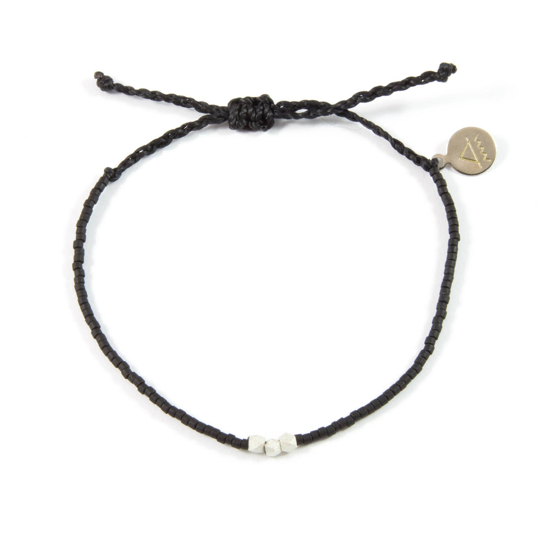 Nica Life - Black w/ Silver Faceted Bead Bracelet