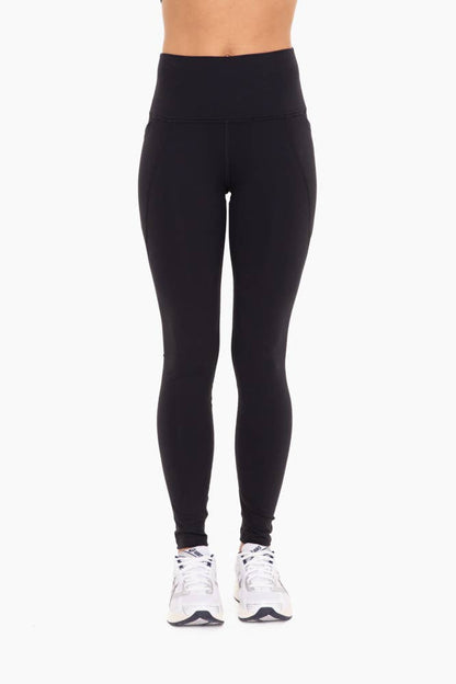 Mono B - Tapered Band Essential Solid Highwaist Leggings - Black