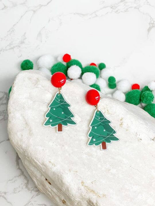 Prep Obsessed Wholesale - Printed Tree Acrylic Dangle Earrings
