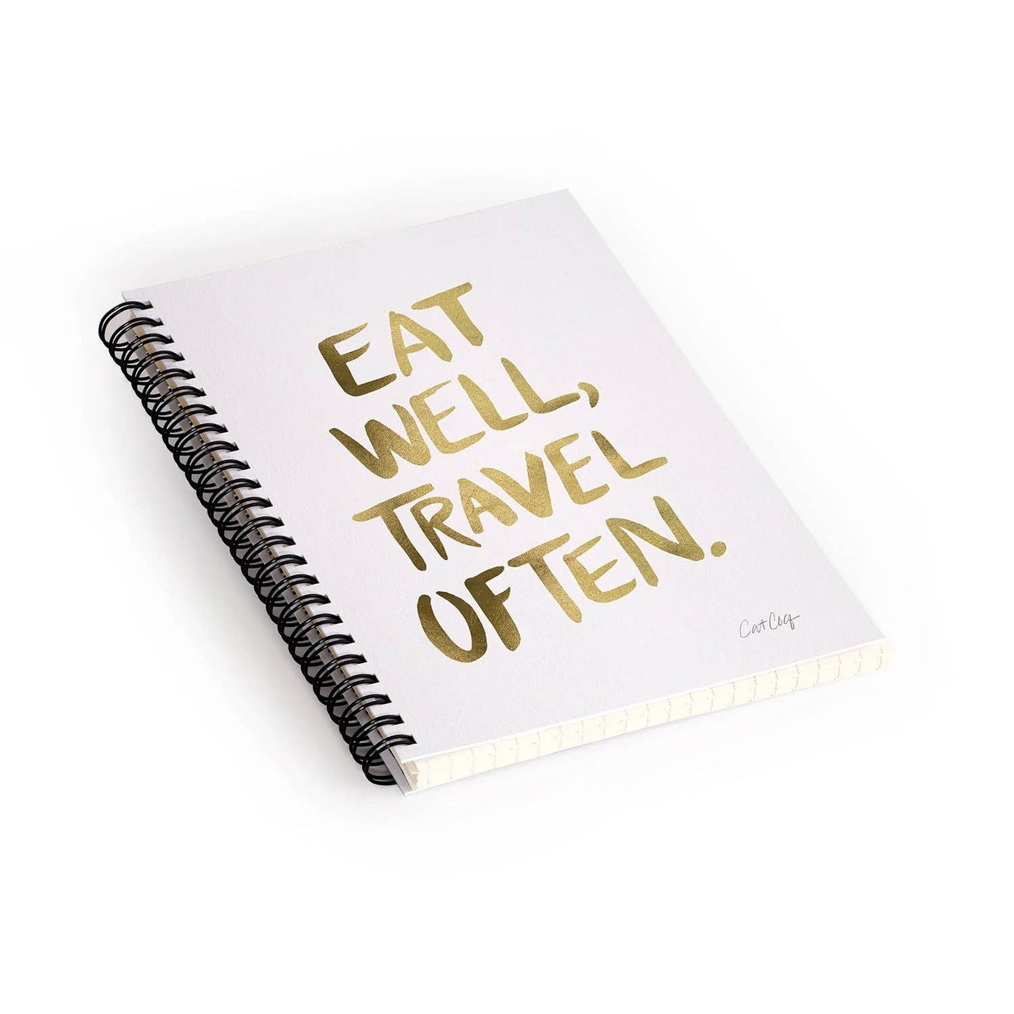 Deny Designs - Cat Coquillette Eat Well Travel Often Gold Spiral Notebook