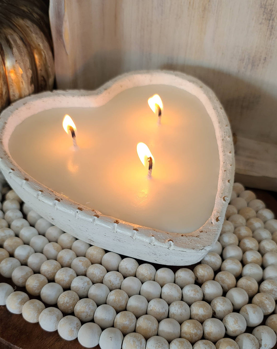 LiveYoung Candle Company - Small Clay Heart Candle in White or Brown