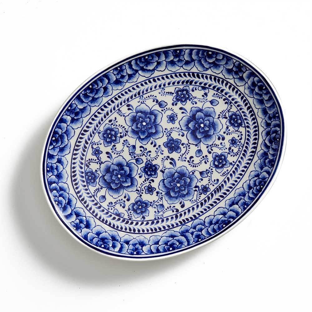 SERRV International - Indigo Bloom Ceramic Platter