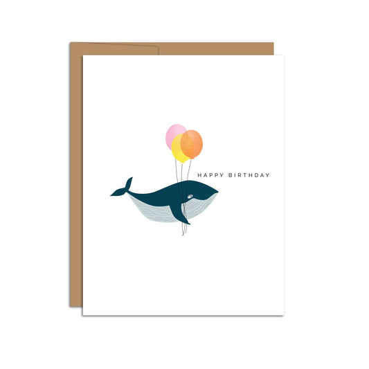 HAZELMADE - "Happy Birthday" Whale with Balloons / Birthday / Card