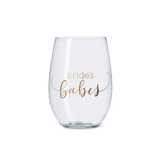 Samantha Margaret - 16 oz. Bride's Babes Durable Plastic Stemless Wine Cups with