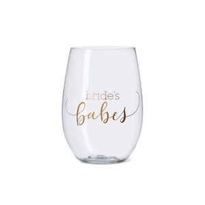Samantha Margaret - 16 oz. Bride's Babes Durable Plastic Stemless Wine Cups with