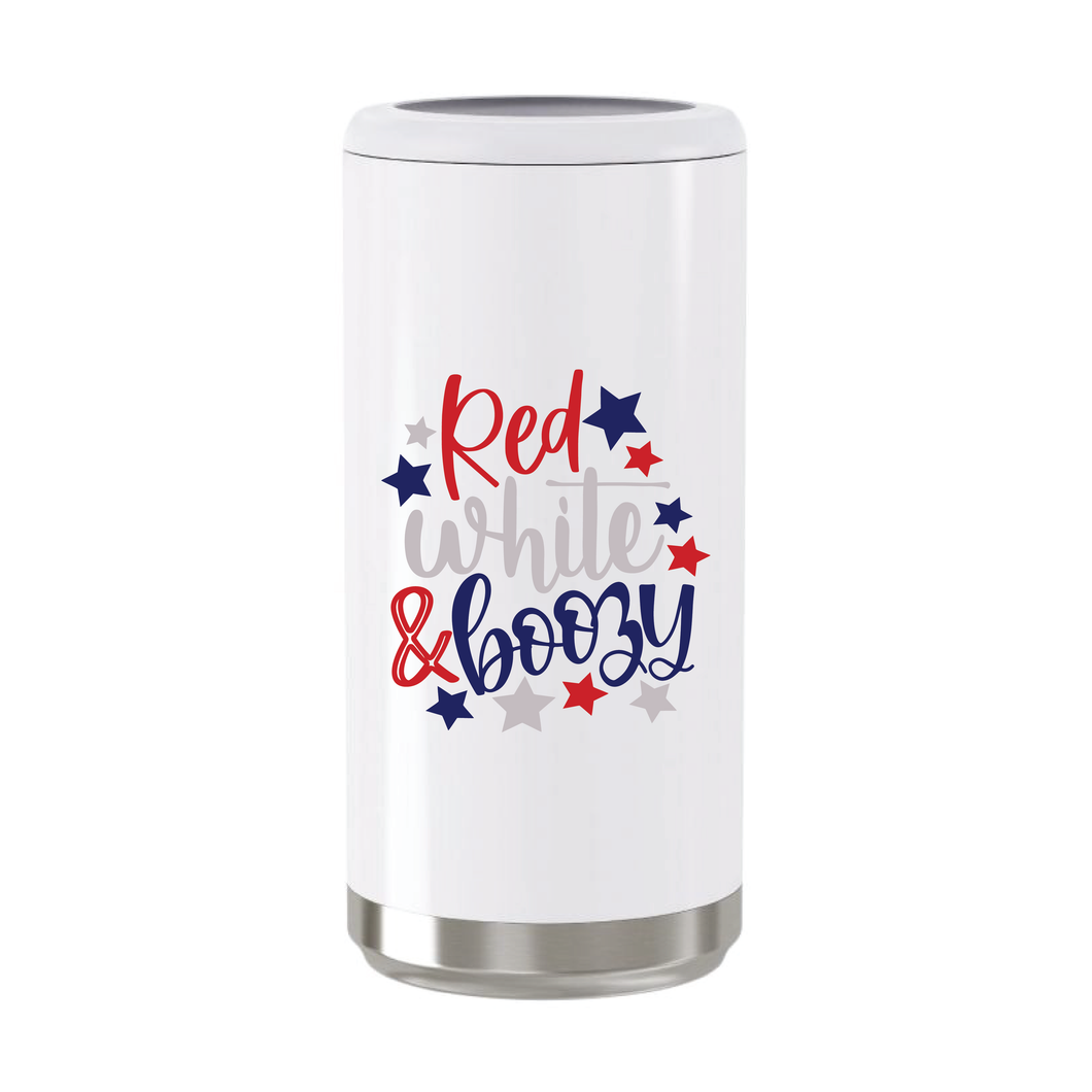 Red White Boozy - 4th of July Metal Skinny Can Cooler