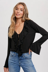 Bluivy - Ruffled Neck Jersey Blouse