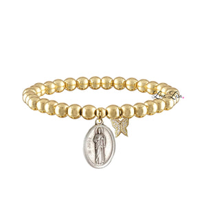 Love, Lisa - Don't Quit St. Jude Butterfly Beaded Bracelet: Gold