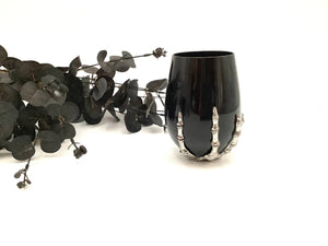 All Little Cute Things - Skeleton Hand Black Stemless Wine Glass