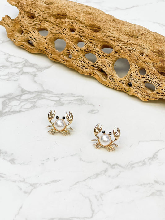 Prep Obsessed Wholesale - Pearl Crab Stud Earrings