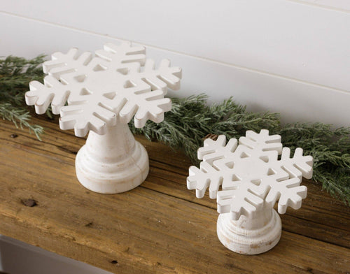 Audrey's - White Distressed Snowflake Risers