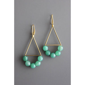 David Aubrey Jewelry - BKNE36 Geometric green jade earrings