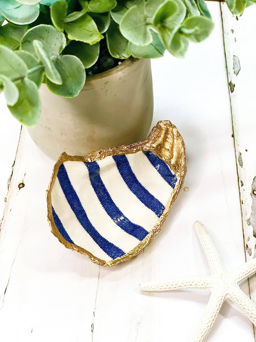 Alison Brooke Designs - Navy Stripe Oyster Trinket Dish