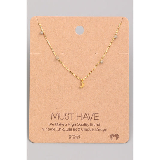 Dainty Bead Moon Necklace