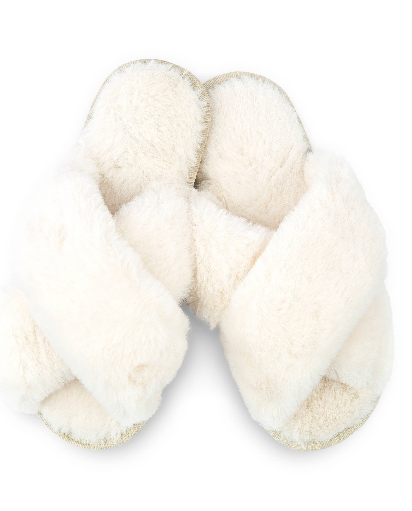 Plush Cross Slide Slippers